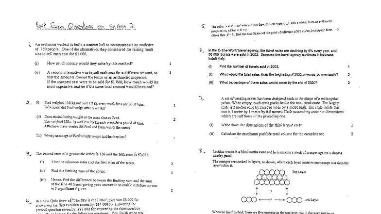 Past Exam Questions on Series 2: Analysis and Solutions - Studocu