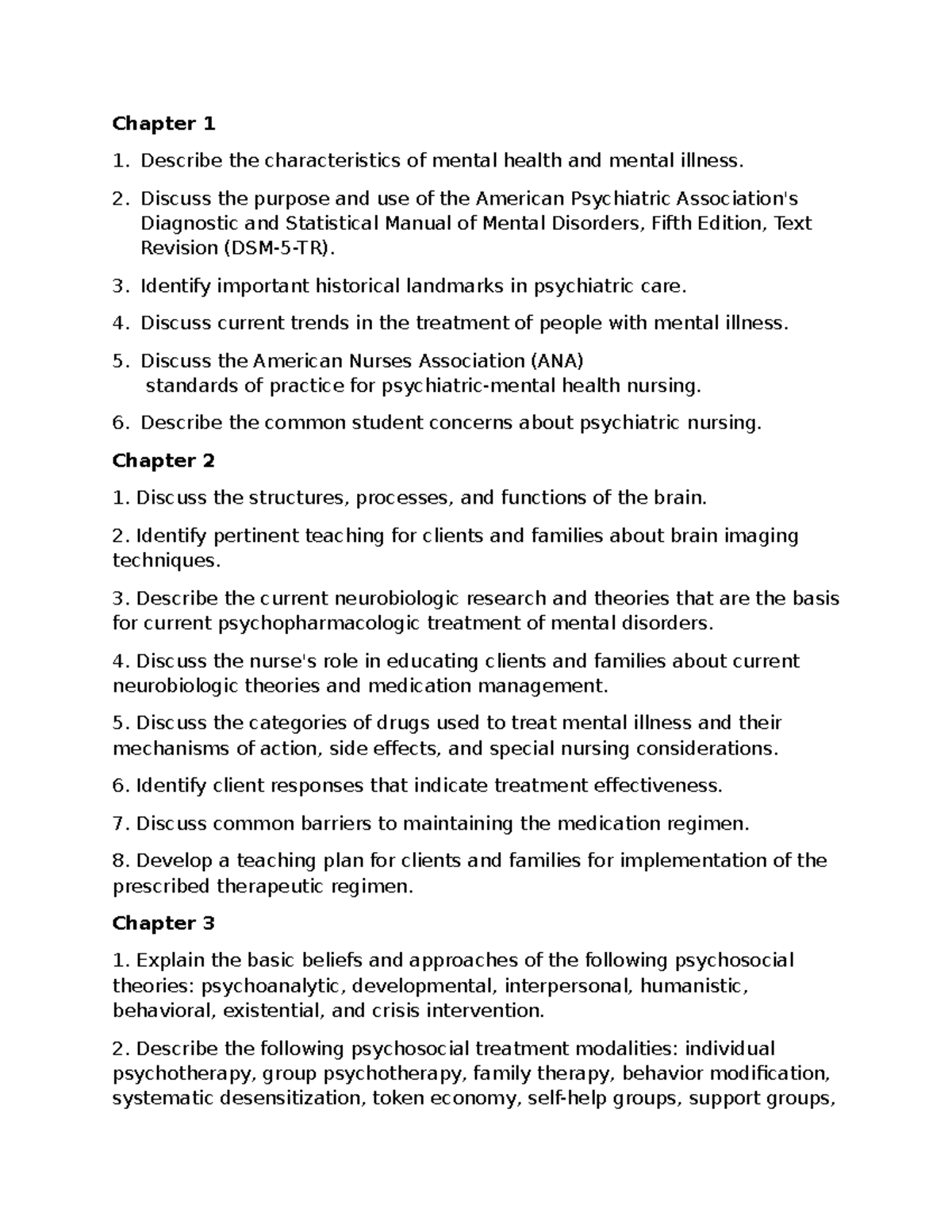 Unit 1 MH Objectives: Key Concepts in Mental Health Nursing - Studocu
