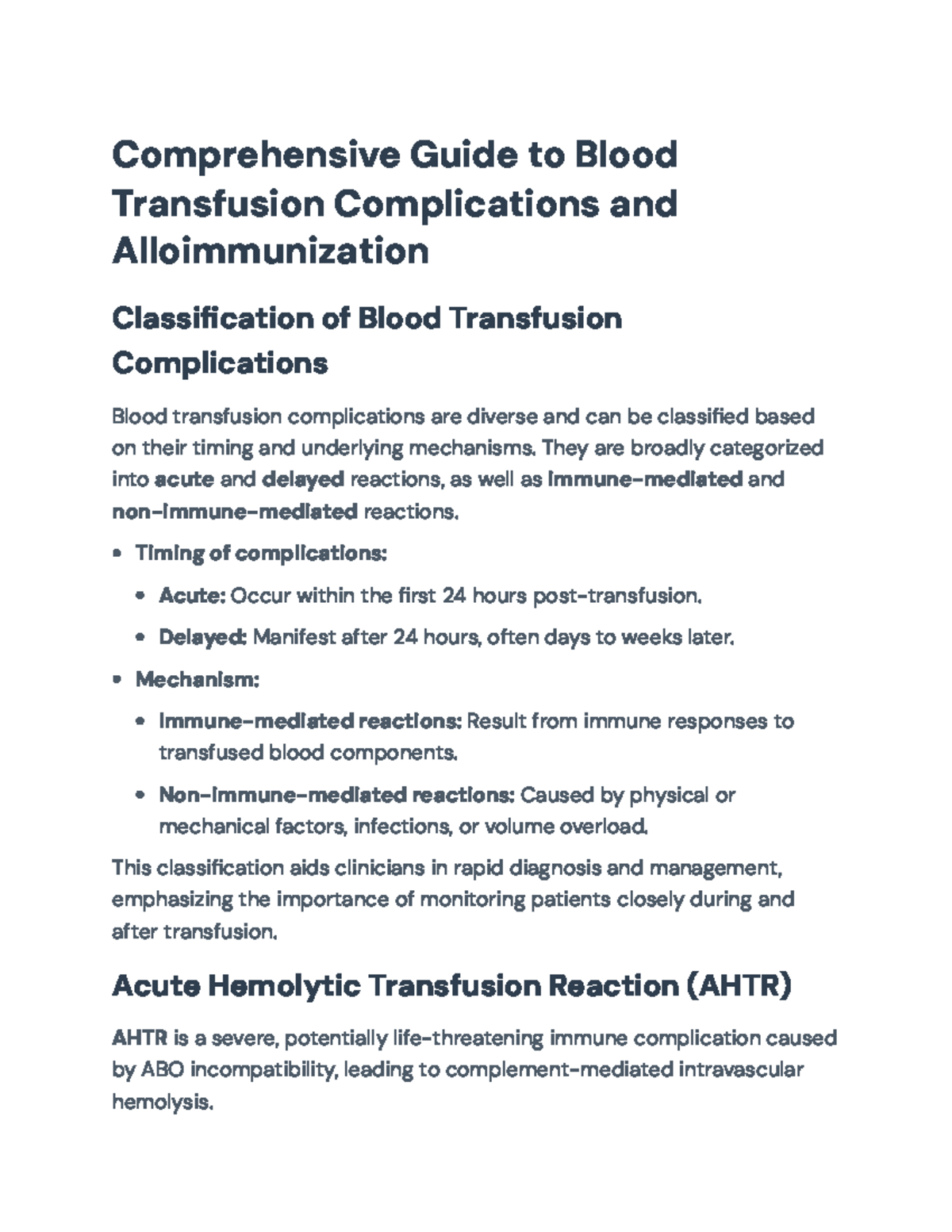 Comprehensive Overview of Blood Transfusion Complications and ...