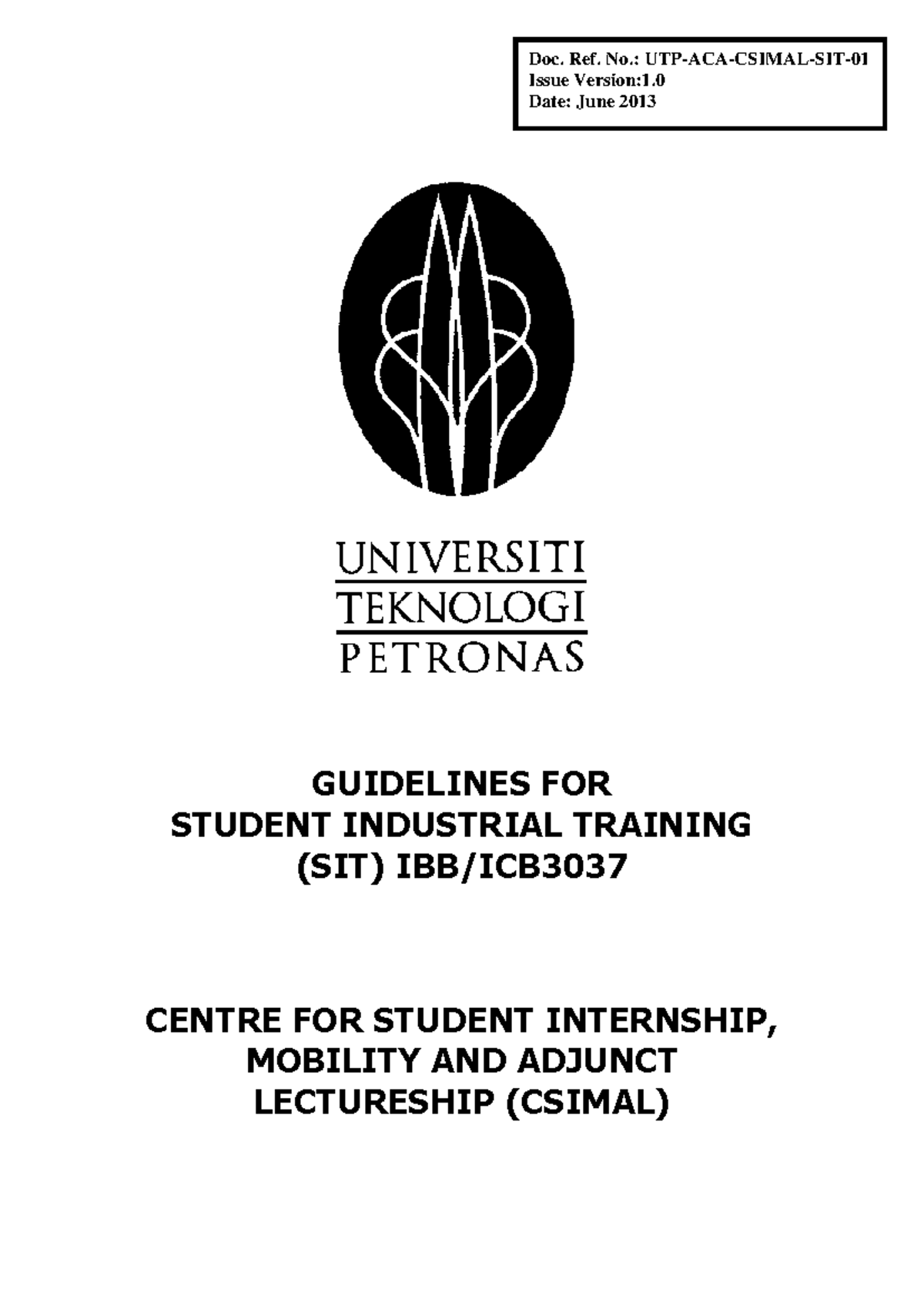 SIT Guidelines for Student Industrial Training (SIT) Programme - Studocu