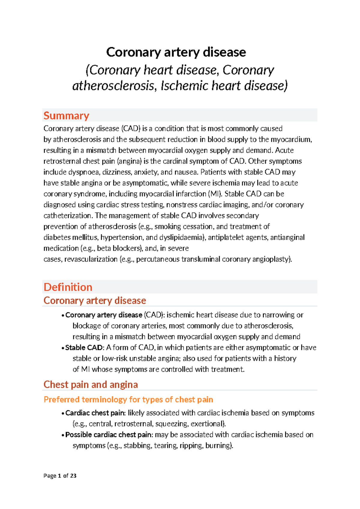 Coronary Artery Disease Overview: Key Insights and Management (AMBOSS ...