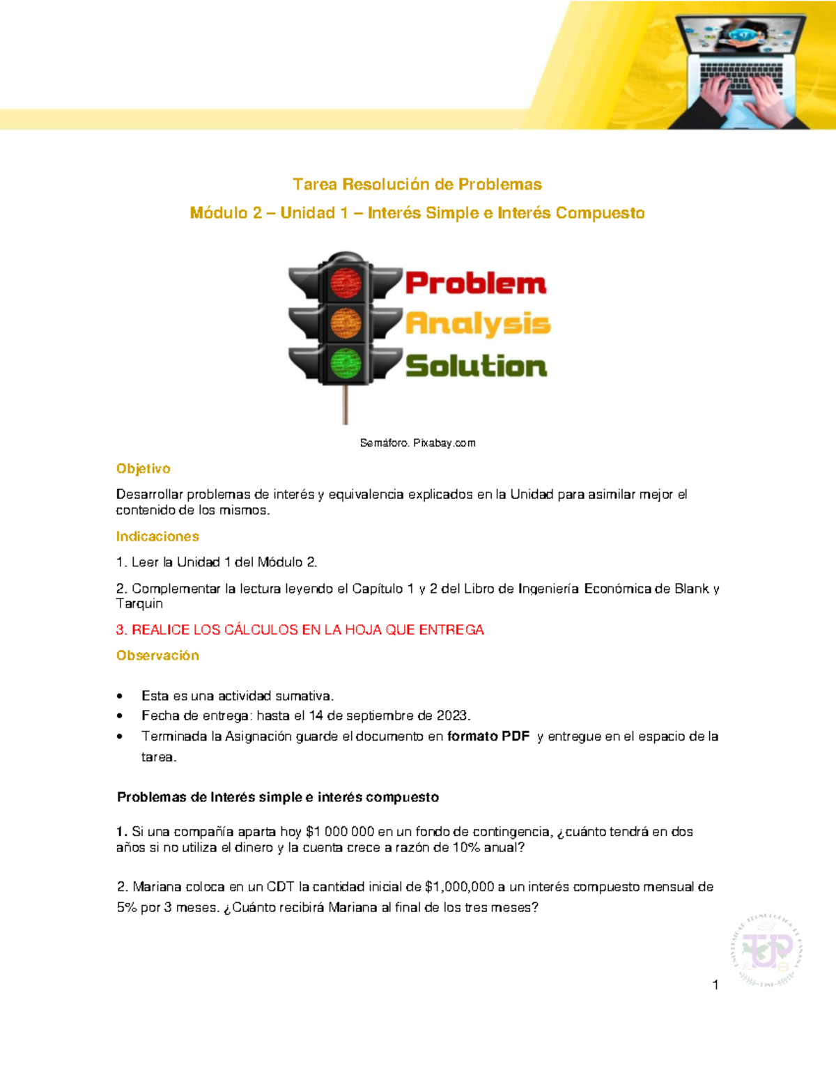 FII Módulo 2 Unidad 1 Tarea: Problemas de Interés Simple y Compuesto ...