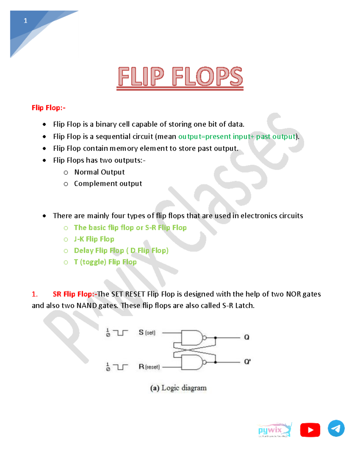 Flip Flop Tutorial - short notes - Flip Flop:- Flip Flop is a binary ...