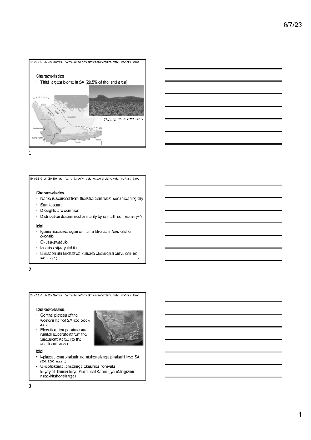 ENVS210 L6: SA Biomes – Nama-Karoo Overview - Studocu
