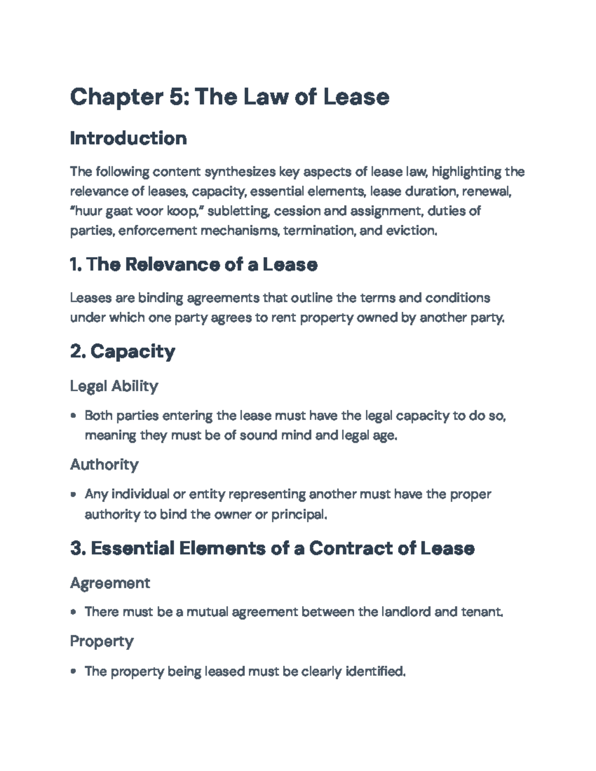 Chapter 5: Comprehensive Overview of Lease Law Principles - Chapter 5 ...