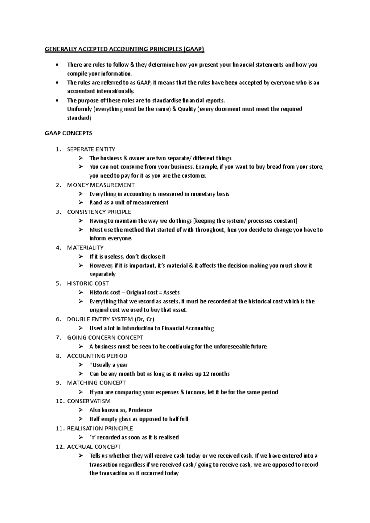 GAAP Principles Overview for Accounting - Key Concepts Explained - Studocu