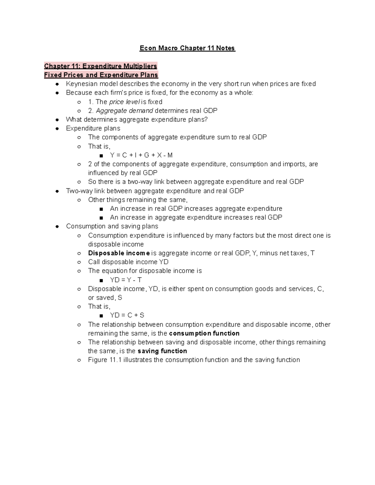 Econ Macro Chapter 11 Notes - Econ Macro Chapter 11 Notes Chapter 11 ...