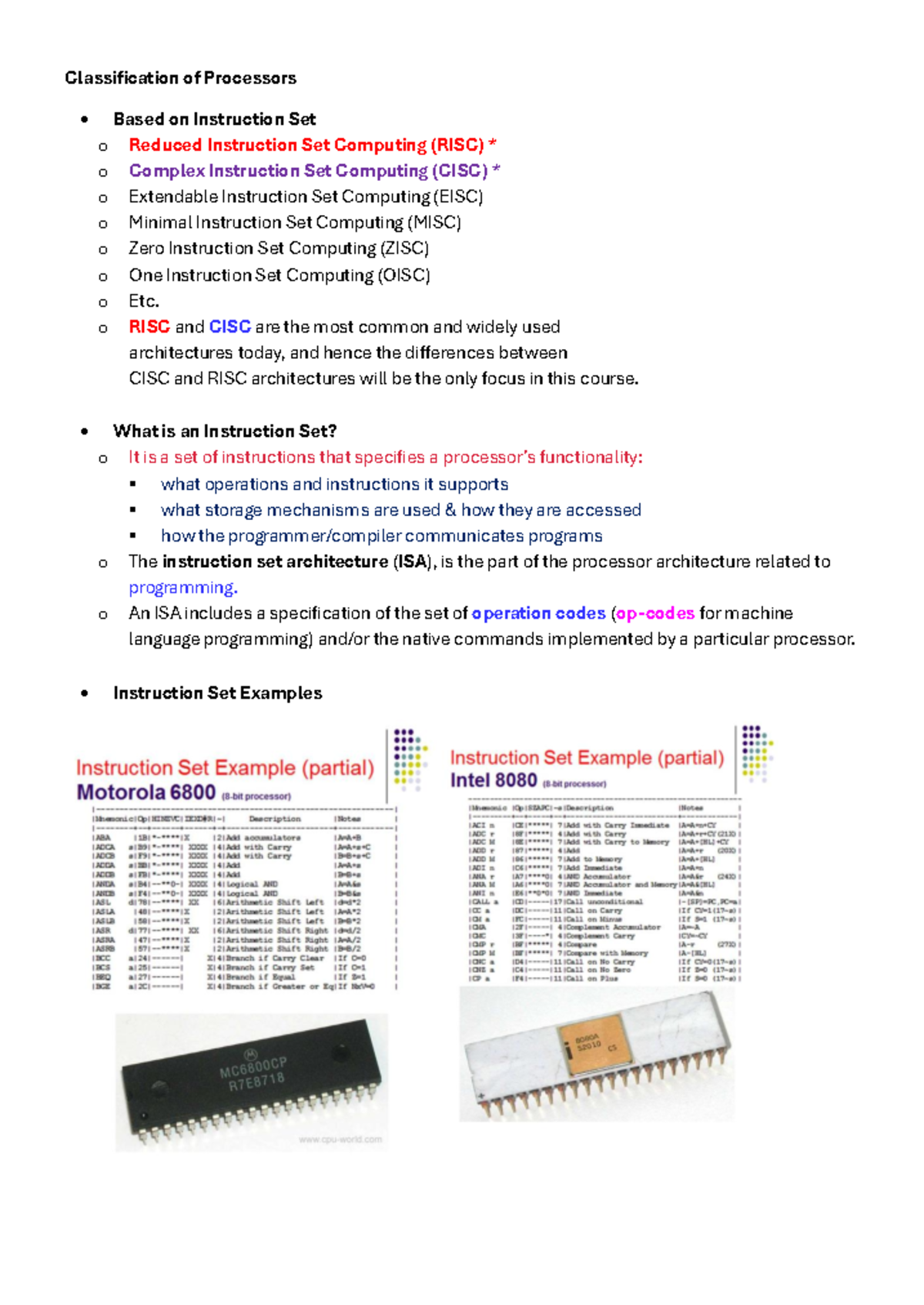 Module 4 - Processor Architecture Notes: RISC vs CISC Explained - Studocu