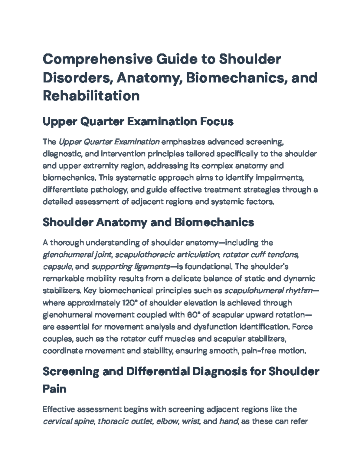 Comprehensive Guide to Shoulder Disorders and Rehabilitation Techniques ...