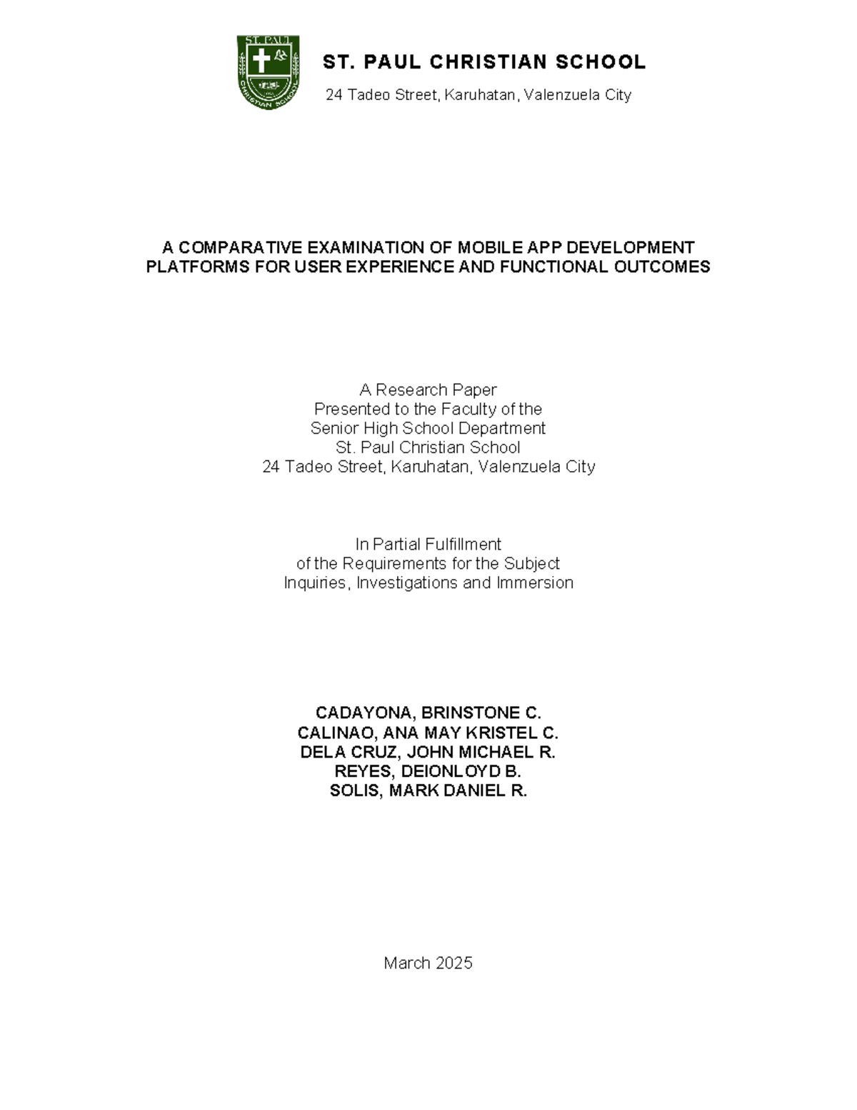 Comparative Study of Mobile App Development Platforms for UX (II) - Studocu