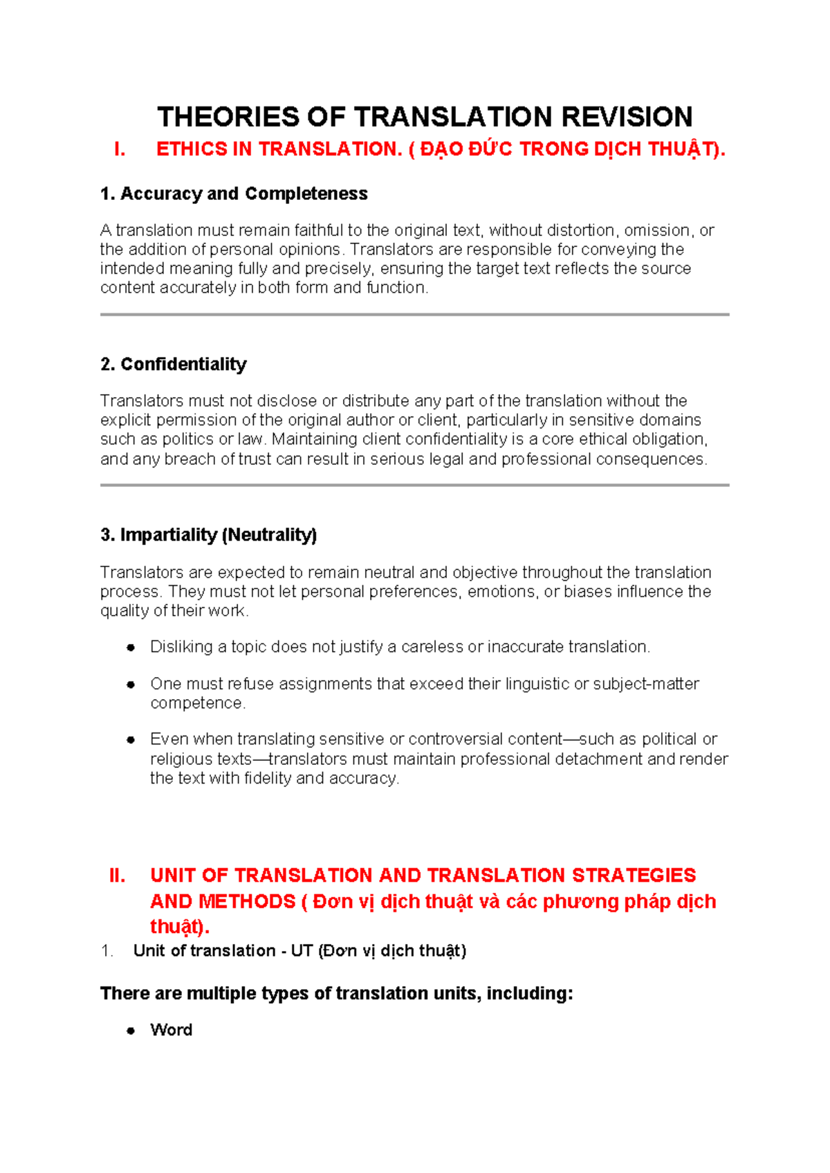Theories of Translation and Interpreting - Revision Notes - Studocu