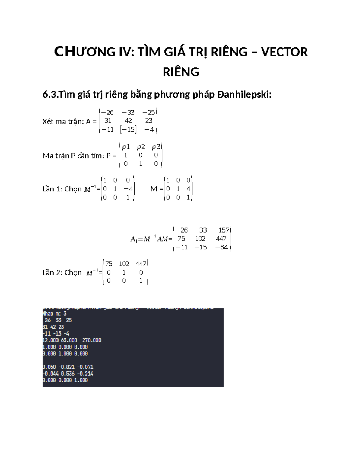 Chương IV: Tìm Giá Trị Riêng và Vector Riêng trong Ma Trận - Studocu