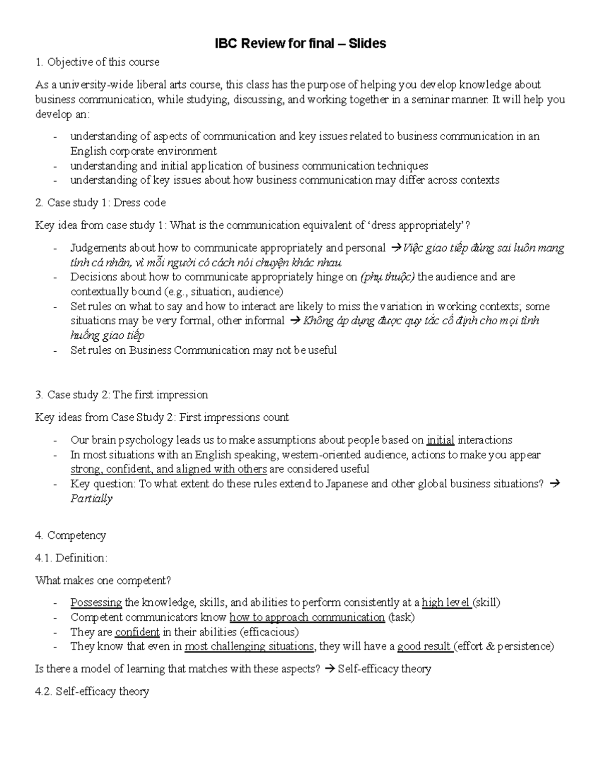 IBC Final Exam Review: Key Concepts in Business Communication - Studocu