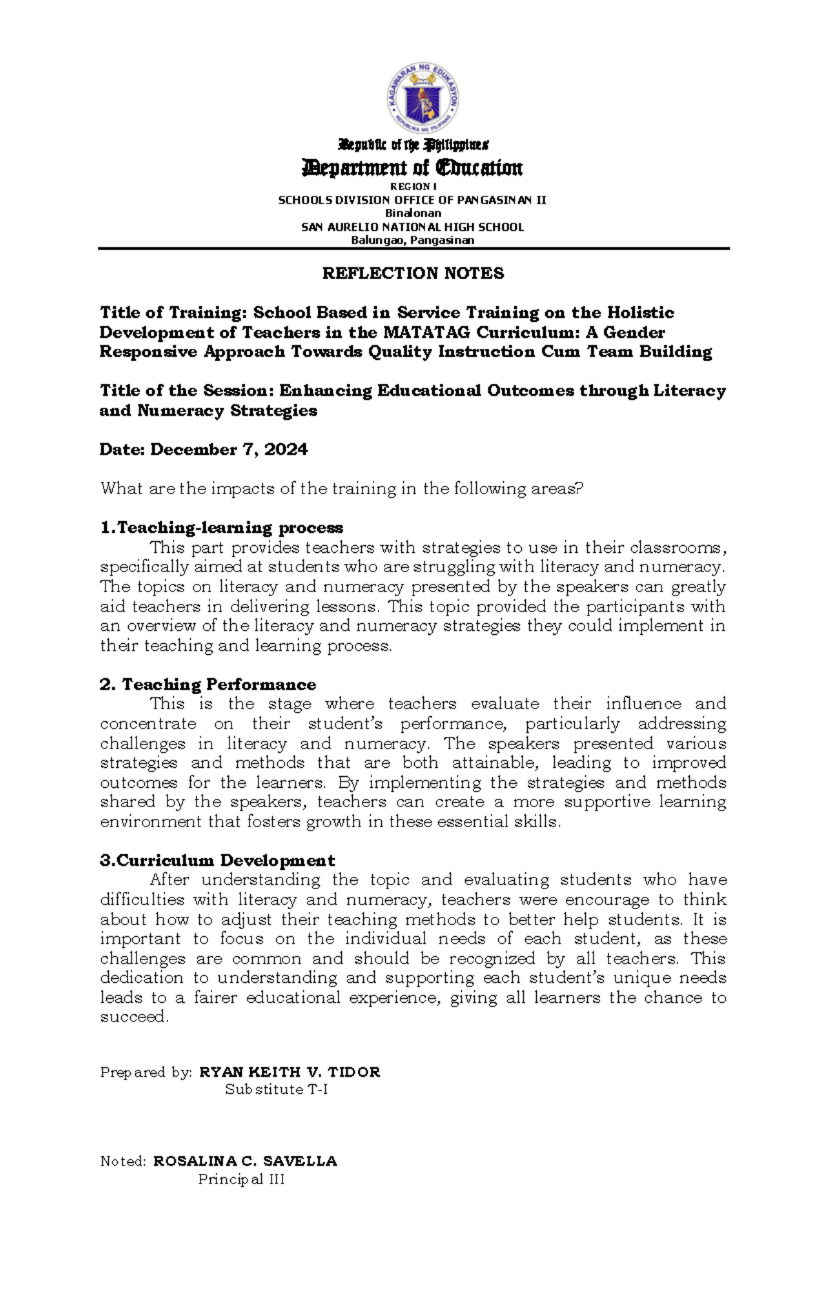 RYAN Keith Tidor Reflection Note (Dec 7, 2024) - Republic of the ...