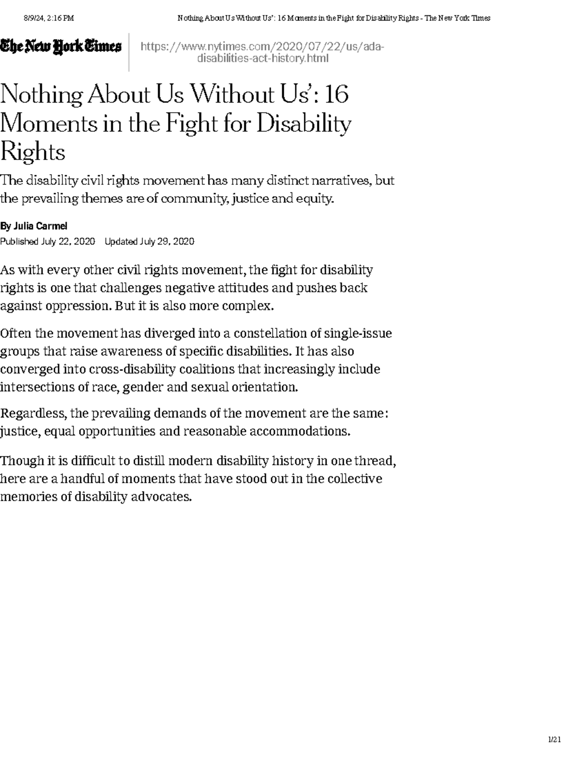 16 Key Moments in the Fight for Disability Rights: A Historical ...