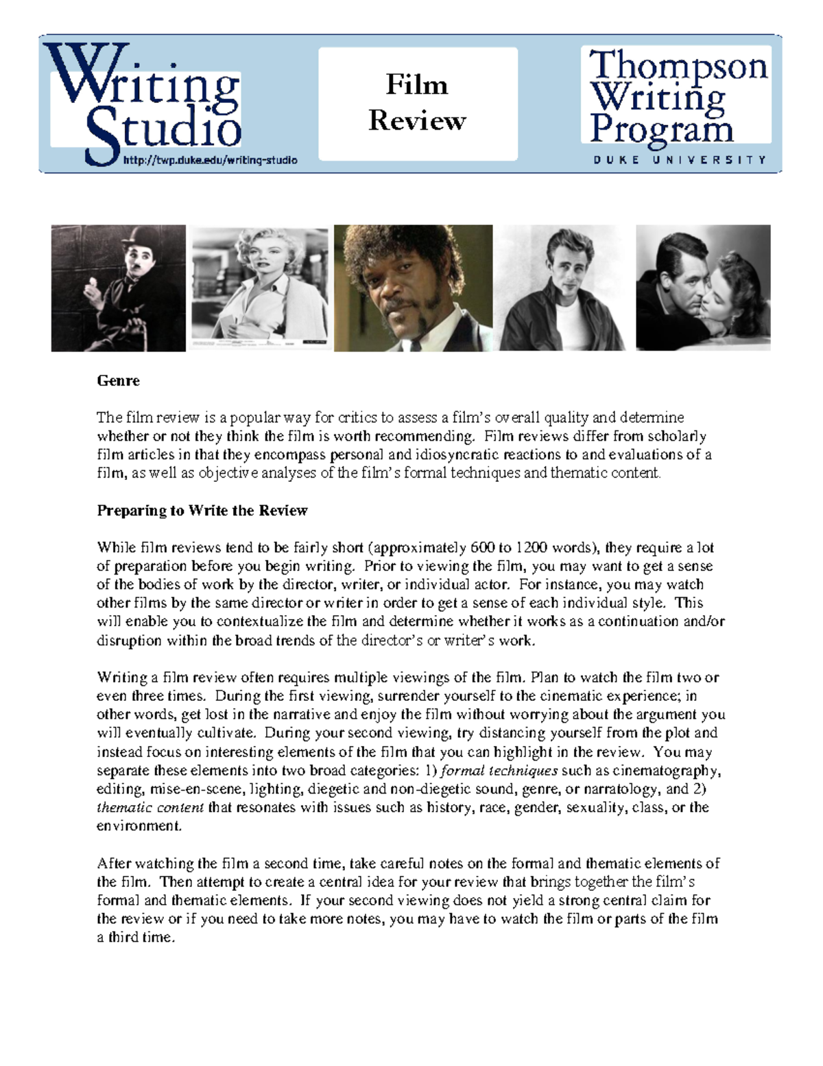 Film Review Guide: Crafting Your Analysis and Assessment - Studocu