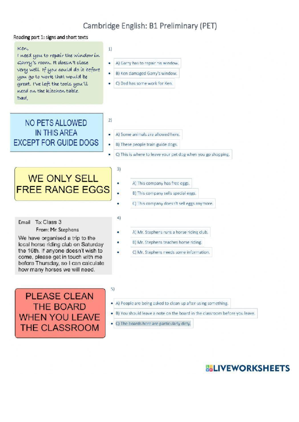 Cambridge English: B1 Preliminary (PET) Reading Practice & Analysis ...