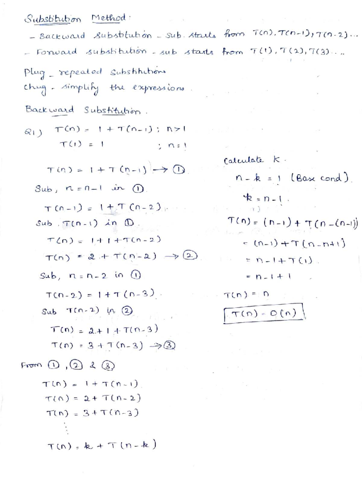 DAA UNIT-1: Substitution Method & Recurrence Tree Analysis - Studocu