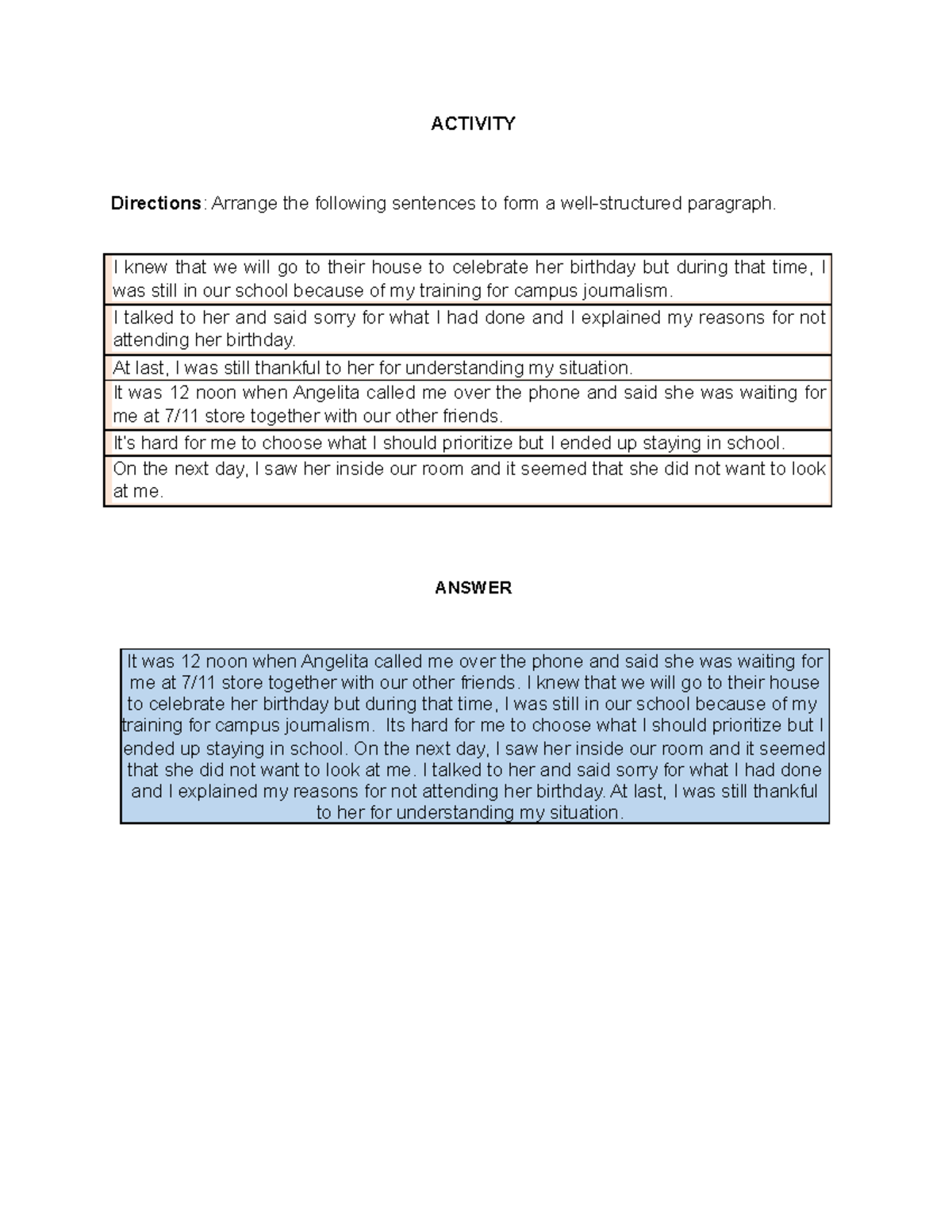Coherent 4 - Paragraph Rearrangement Answers - Studocu