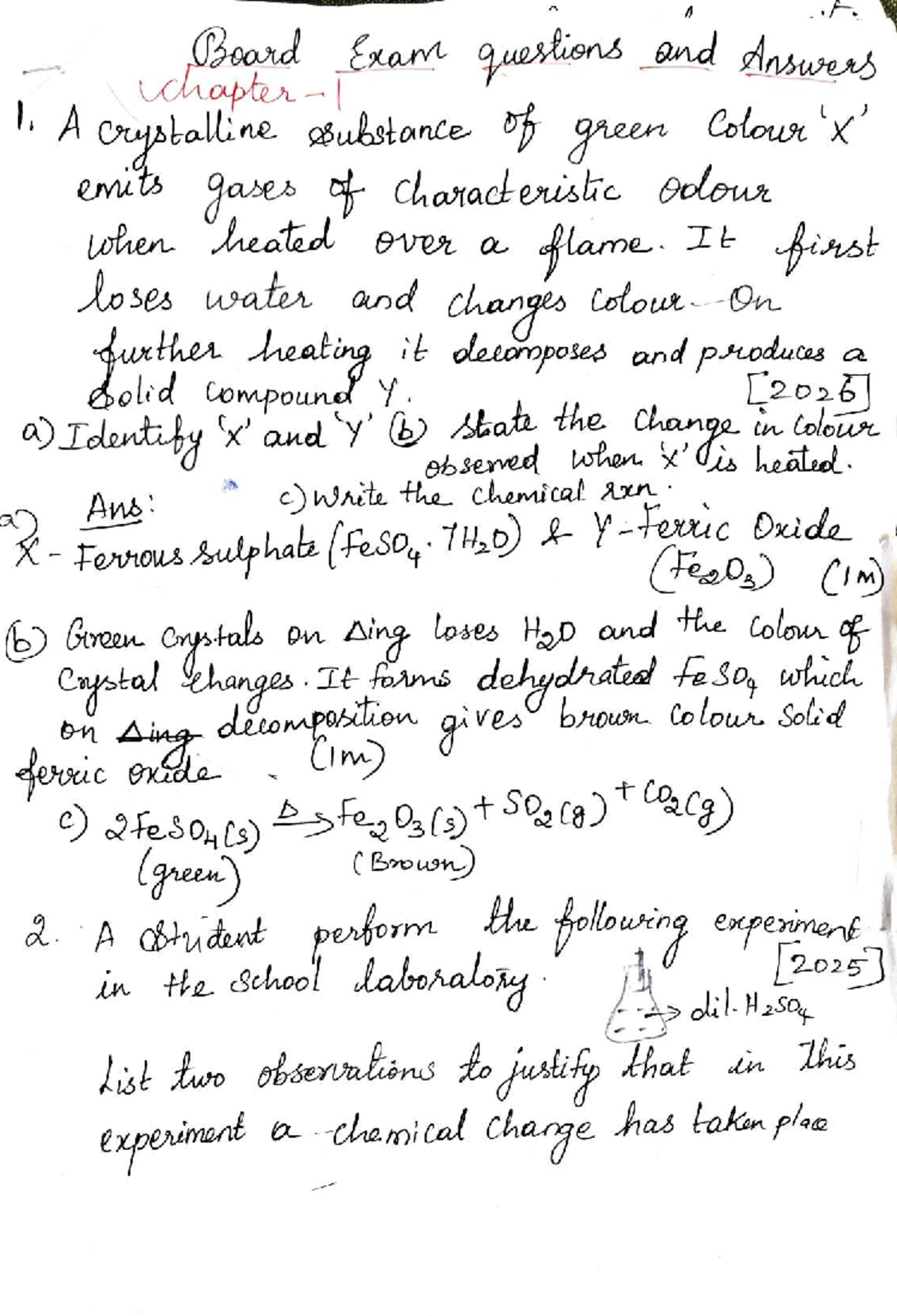 Chapter 1 Chemistry Board Exam Q&A: Crystalline Substances and ...