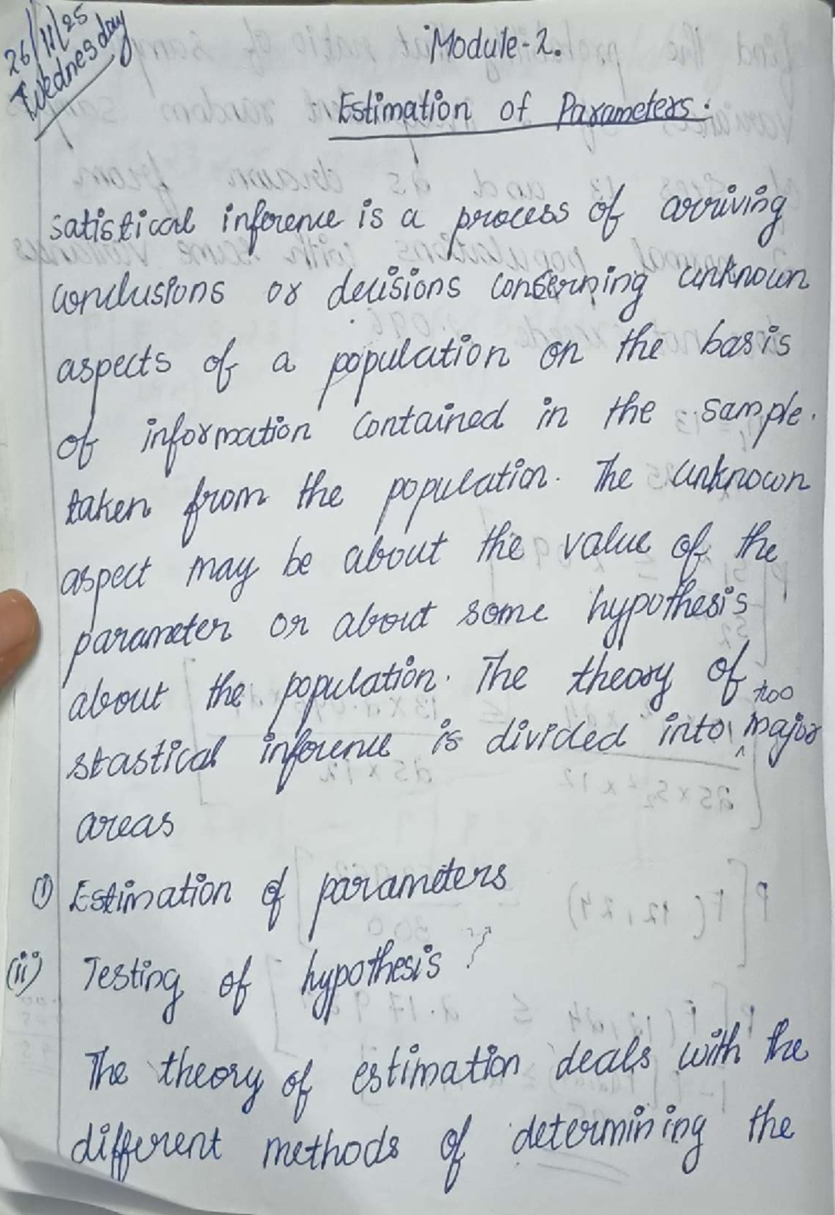 Estimation of Parameters in Statistical Inference (STATS 26) - Studocu