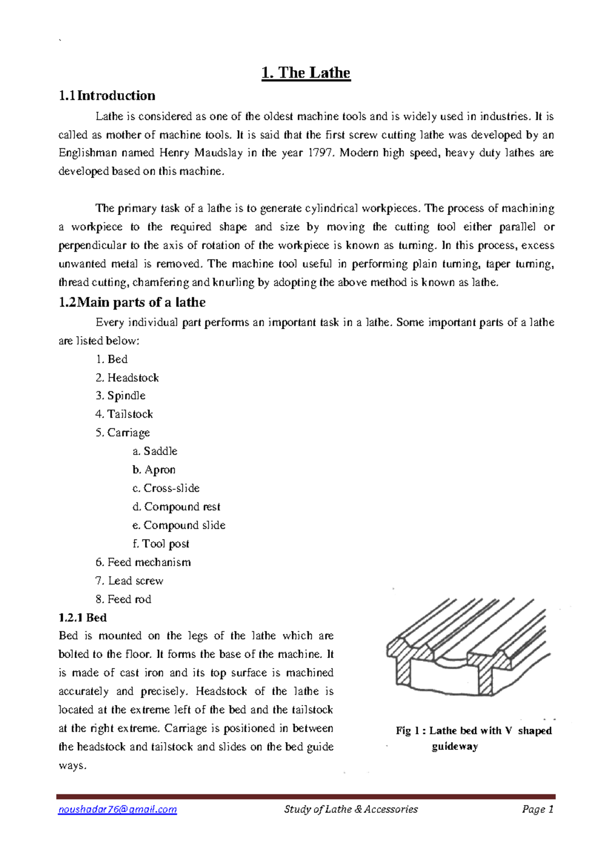 Study of Lathe Accessories: Detailed Overview and Functions - Studocu