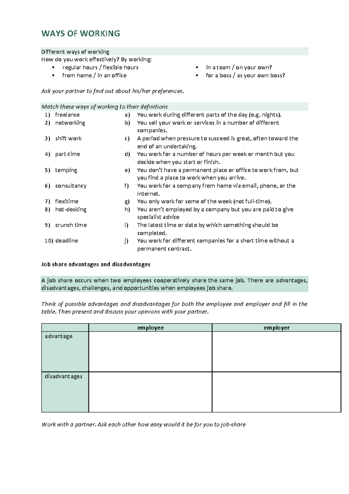 Ways of Working: Exploring Flexible Employment Options and Preferences ...