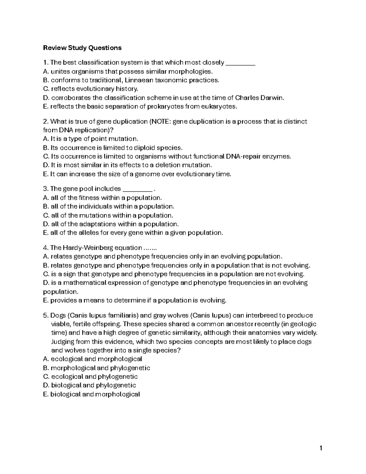 Biology 101 Final Exam Review Questions & Answers - Studocu