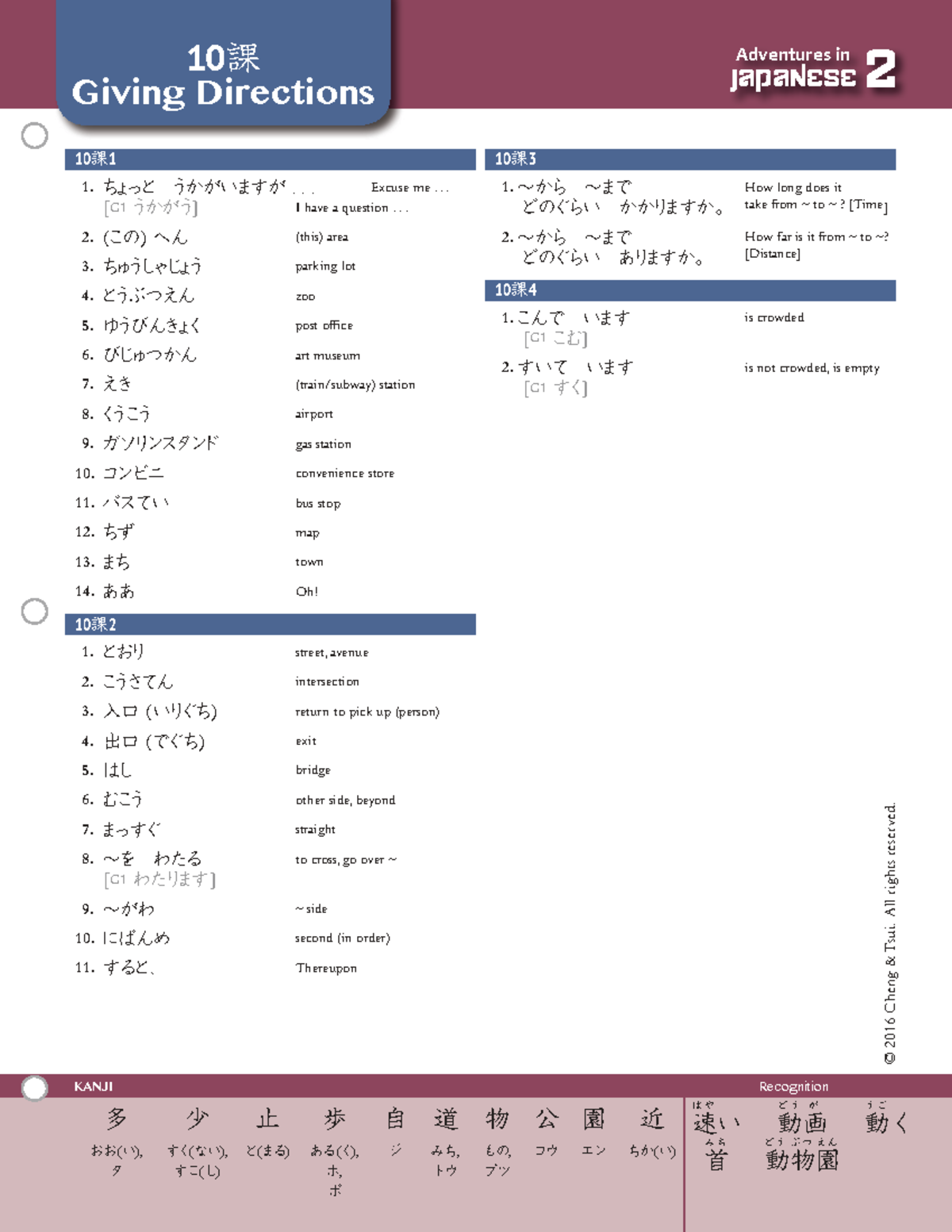 Japanese Language Directions - Chapter 10 Notes - Studocu