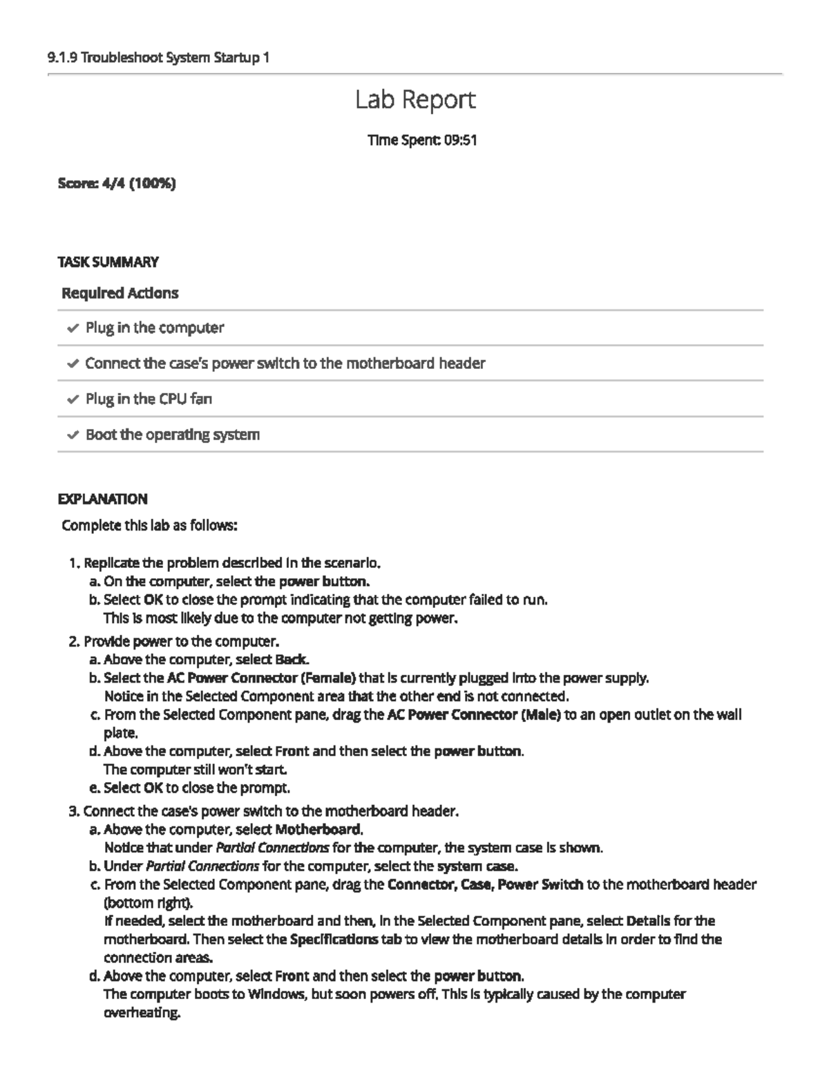 9.1 Lab Report on Troubleshooting System Startup Issues - Studocu
