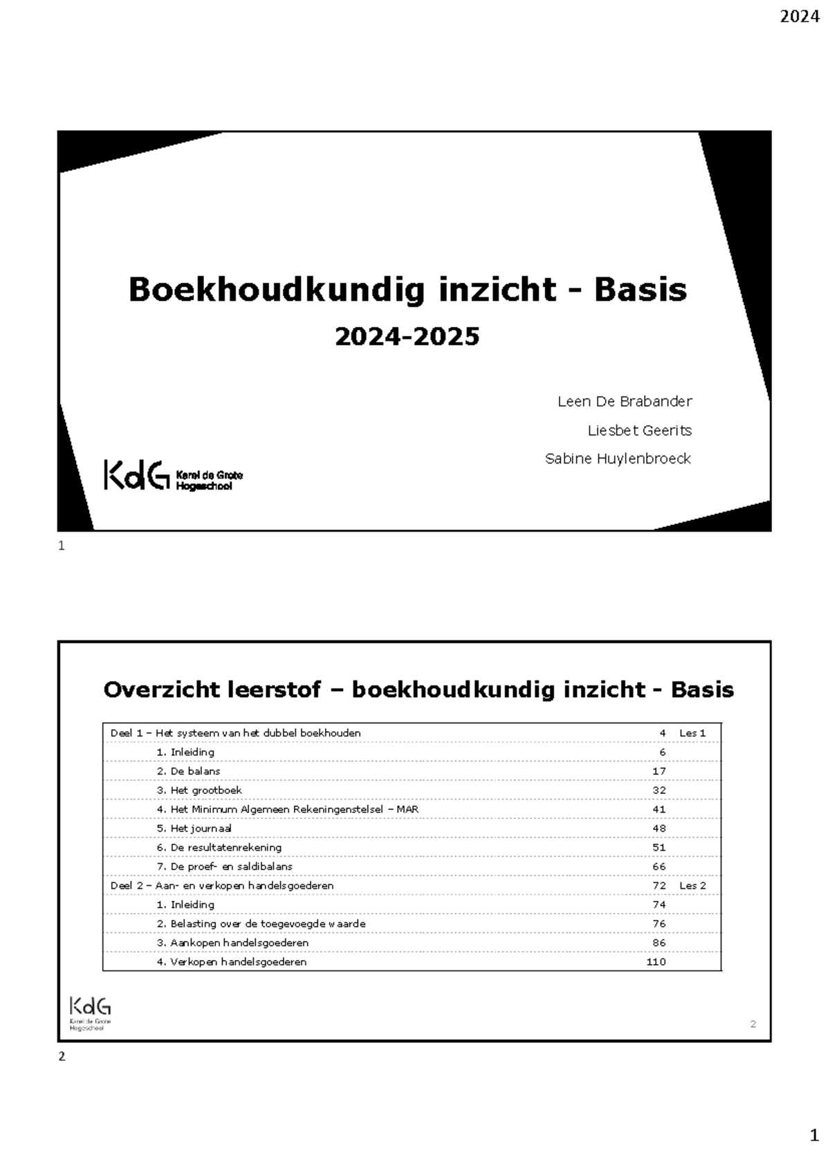 24-25 Boekhoudkundig inzicht - Basis student - Boekhoudkundig inzicht ...