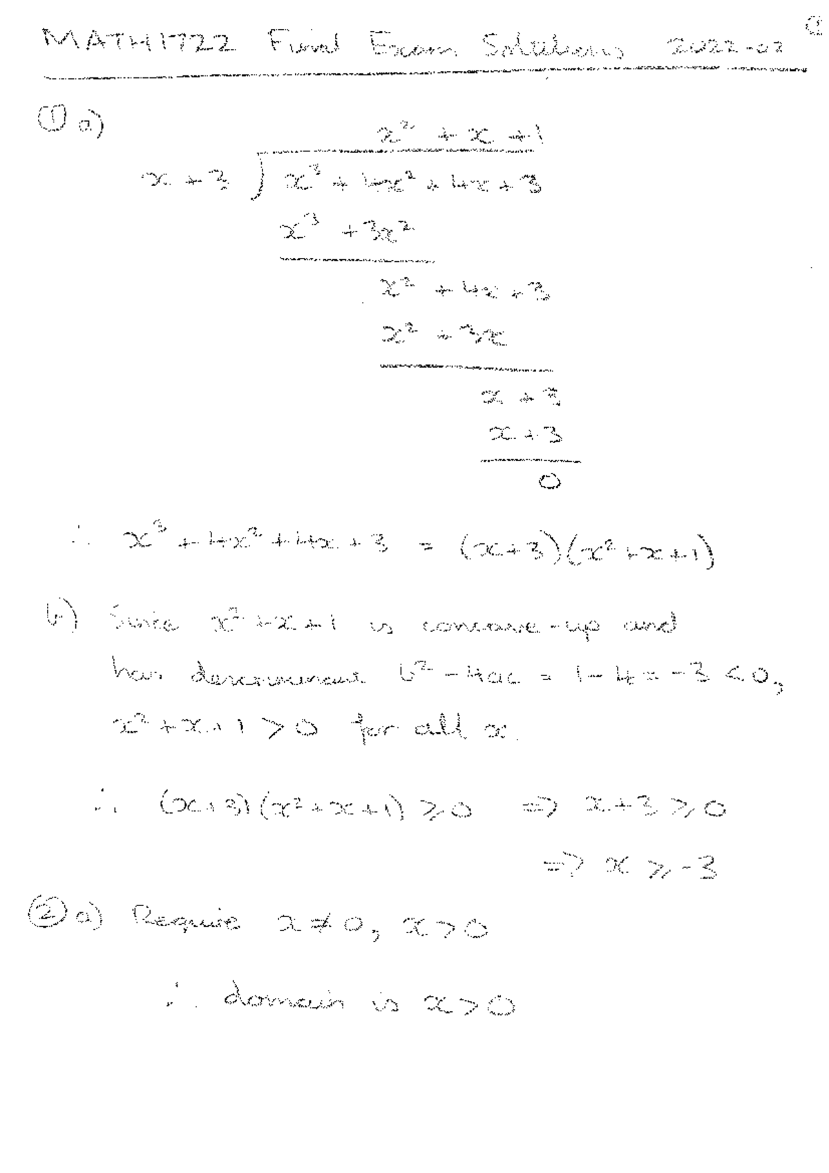 MATH1722 Final Exam Solutions with Detailed Steps and Explanations ...