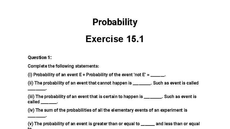 Ch15 - Probability Exercises and Solutions - Studocu