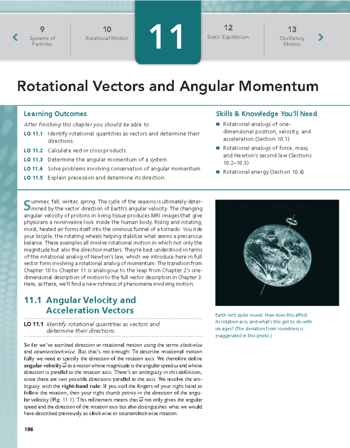 Chapter 11 Summary: Rotational Vectors & Angular Momentum in Physics ...