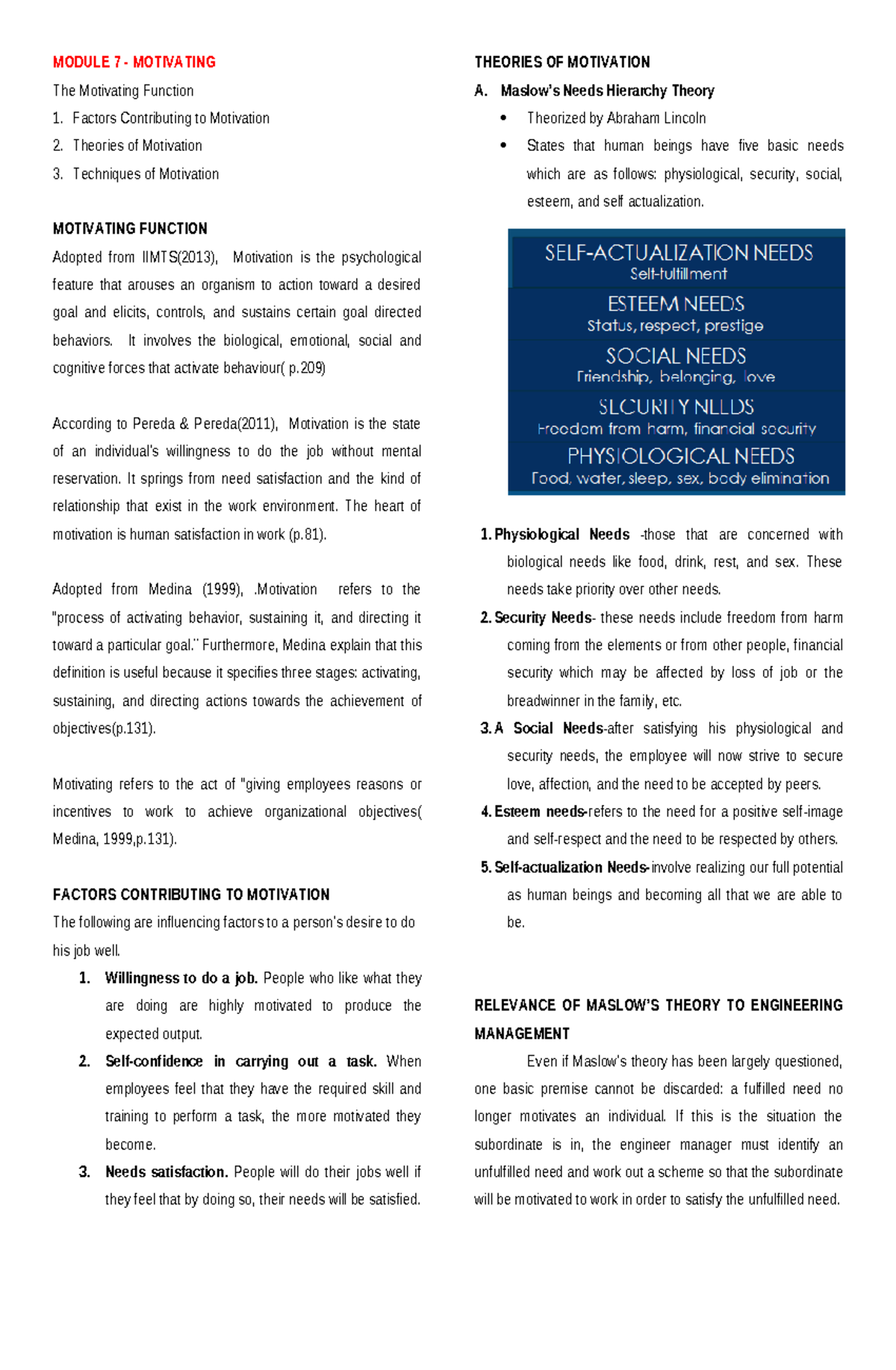 Module 7: Theories of Motivation - ENSCI 7 Insights and Applications ...