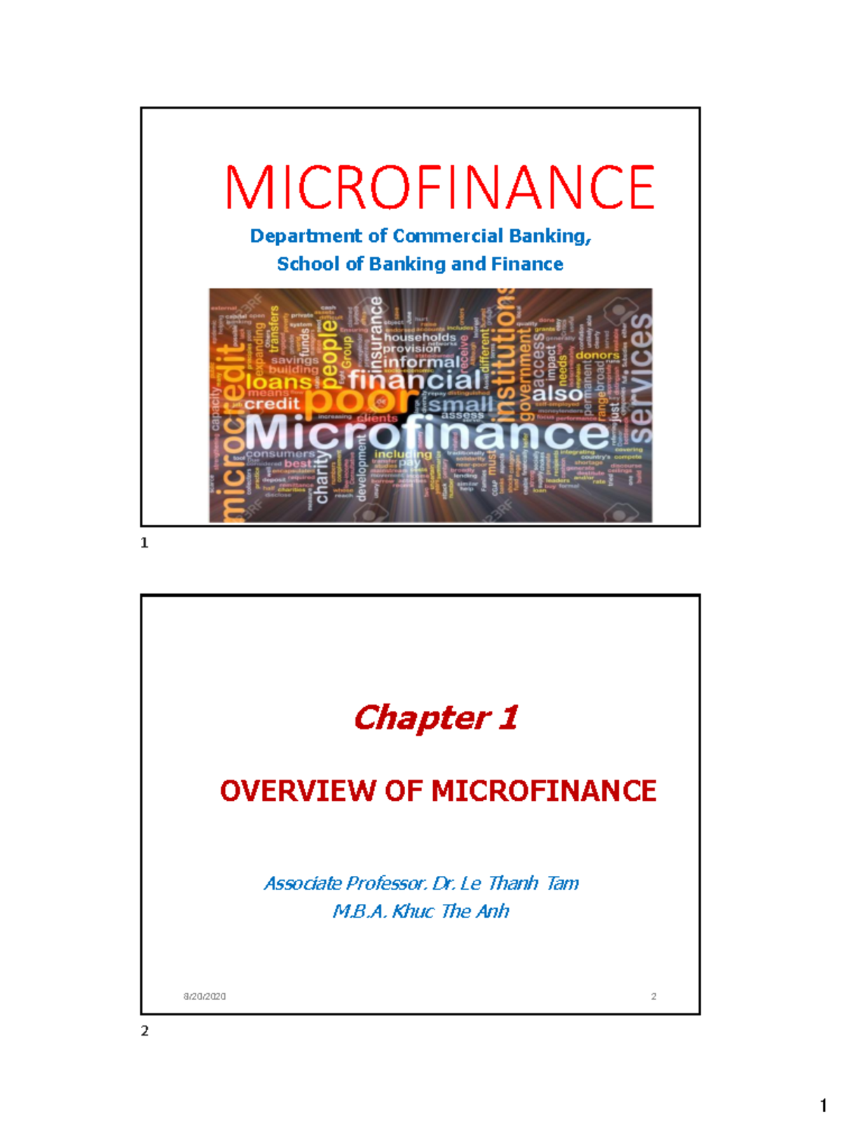 Microfinance Overview: Key Concepts and Roles (Course Code: FIN101 ...