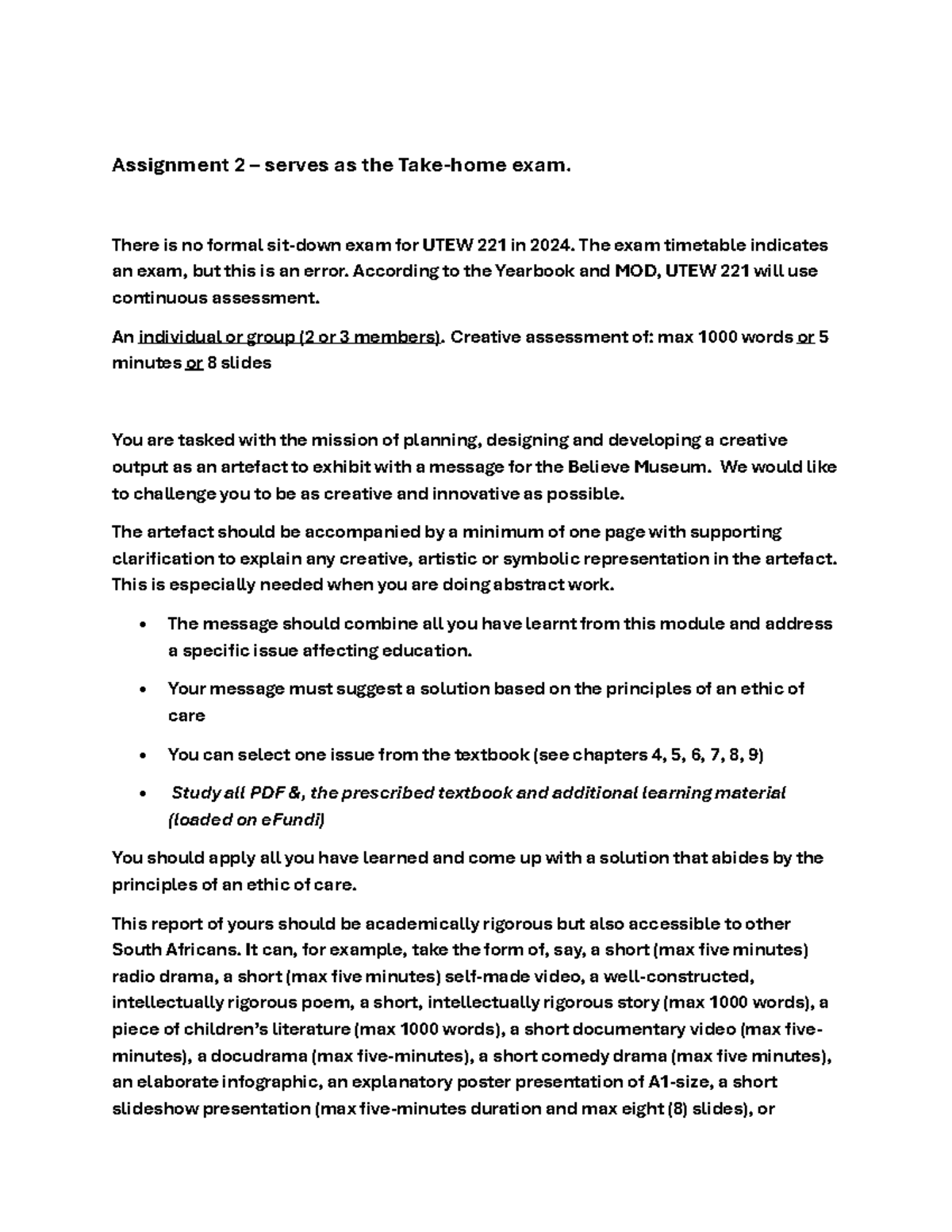 UTEW 221 Assignment 2 Instructions Guidelines - Assignment 2 – serves ...