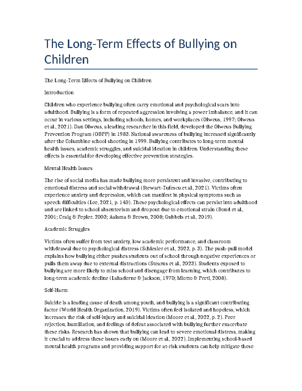 UNV104: The Impact of Bullying on Children's Mental Health and ...