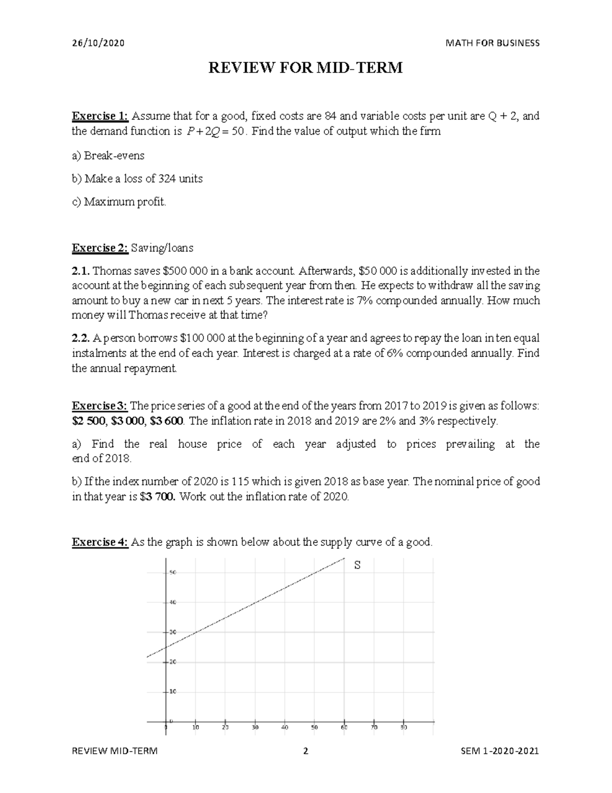 Midterm Practice Test 1 - Math for Business M4B Review 2020 - Studocu