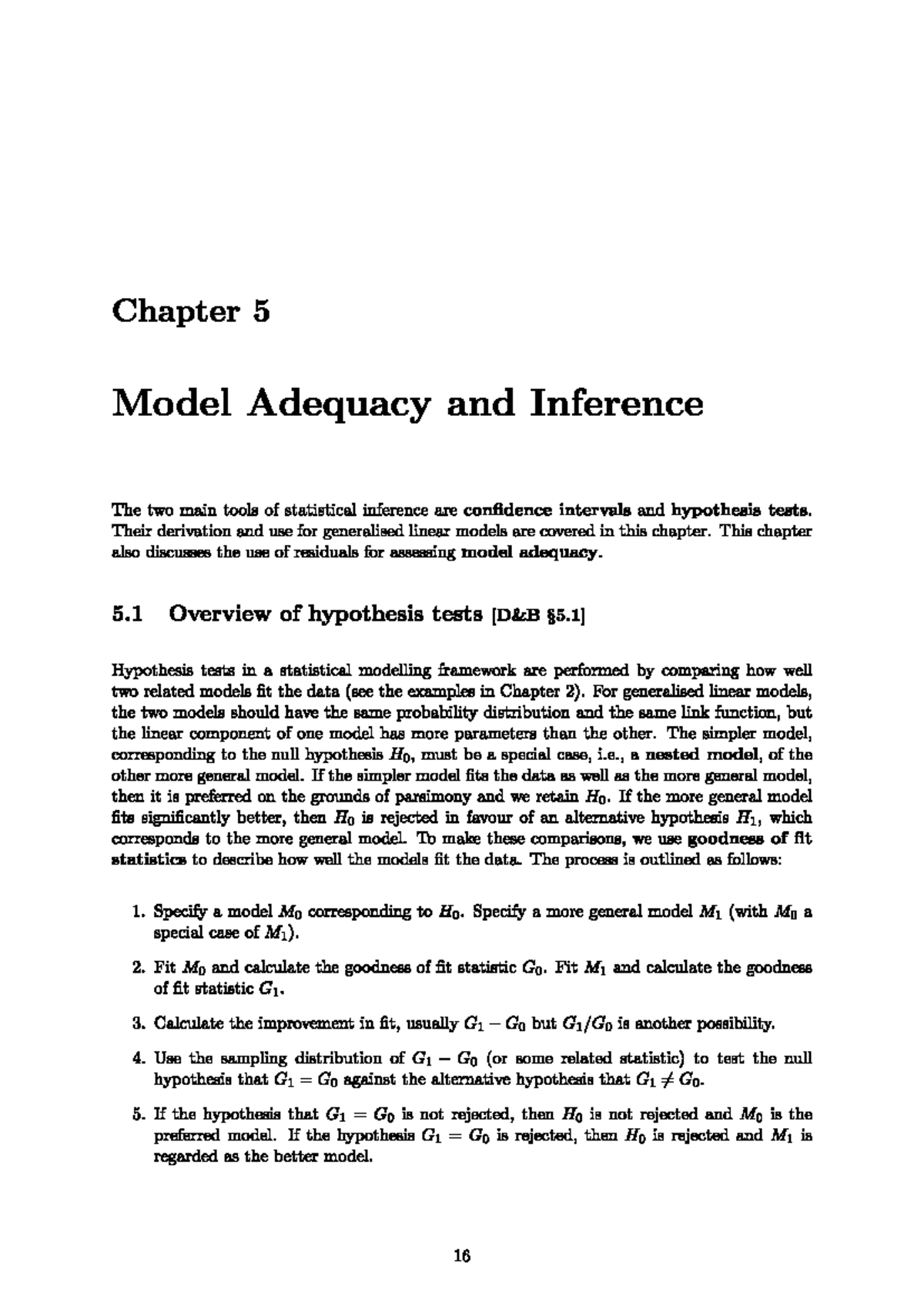 Chapter 5: Model Adequacy and Inference in Generalised Linear Models ...