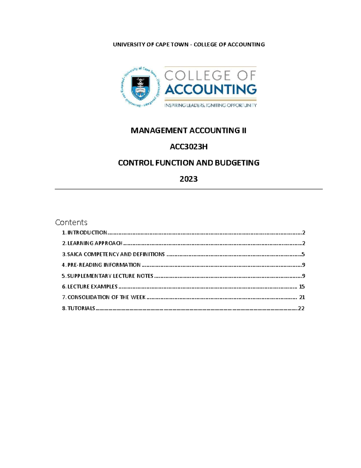Budgeting+and+Control+Function+Module+2023+v1-1 - UNIVERSITY OF CAPE ...
