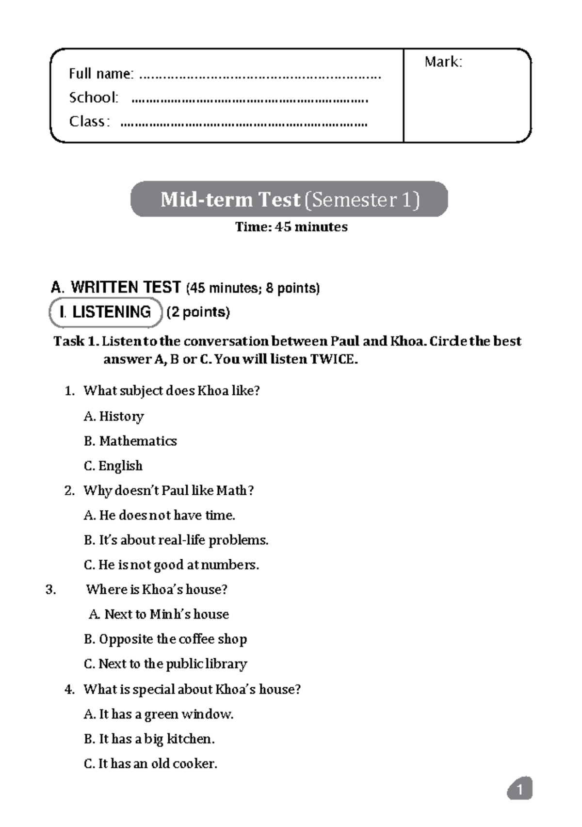 604869430 MIDTERM TEST 1 - Semester 1 Analysis and Questions - Studocu