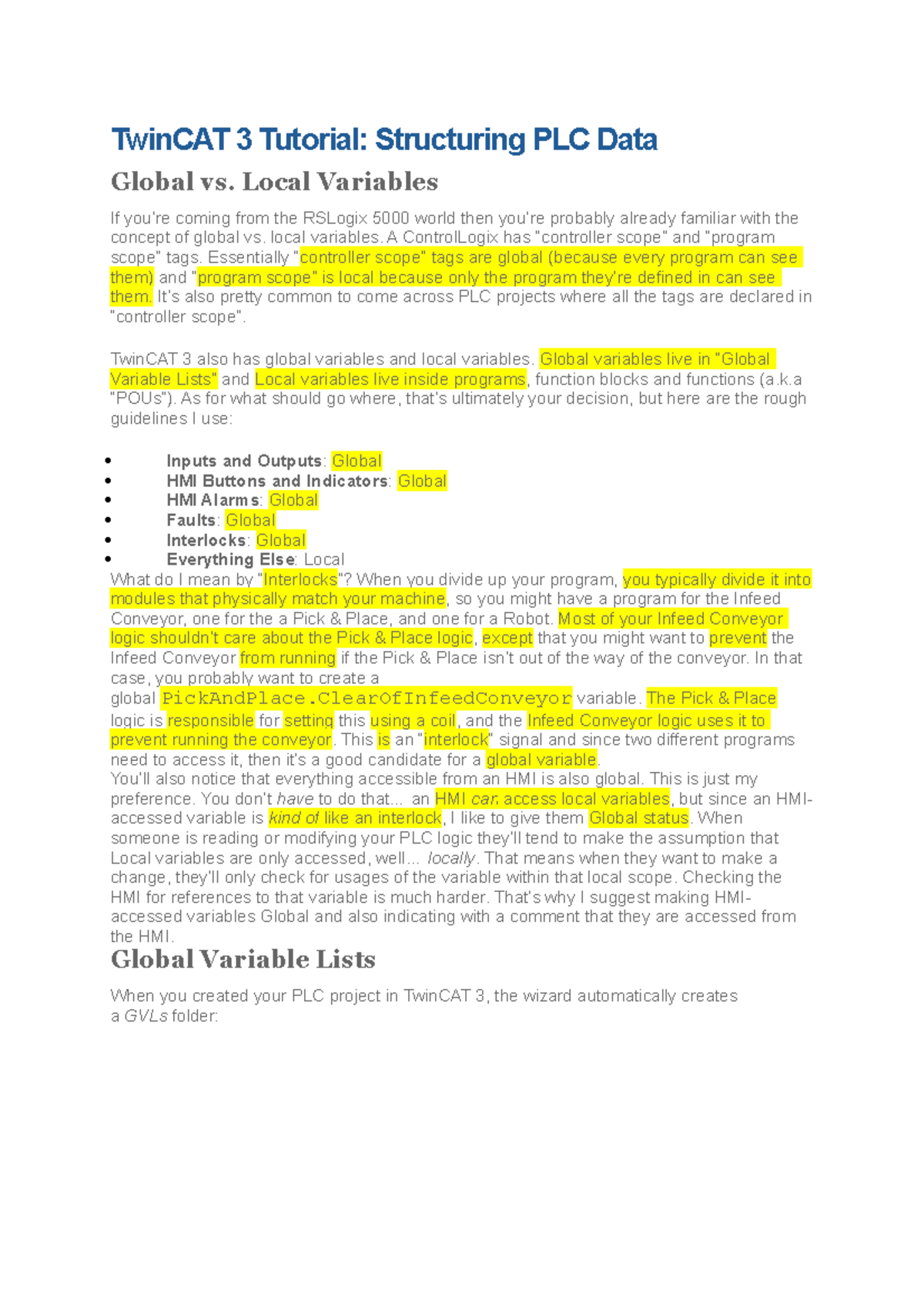 TwinCAT 3 Tutorial: Structuring PLC Data and Variables - Studocu