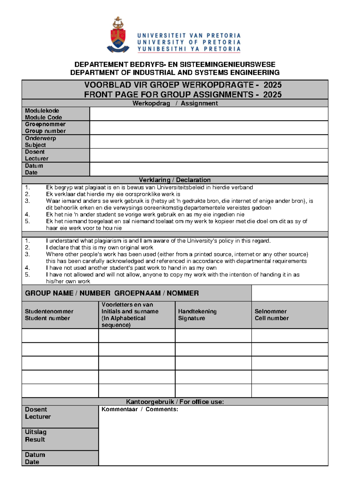 Group Assignment Cover Page 2025 - DEPARTEMENT BEDRYFS- EN ...