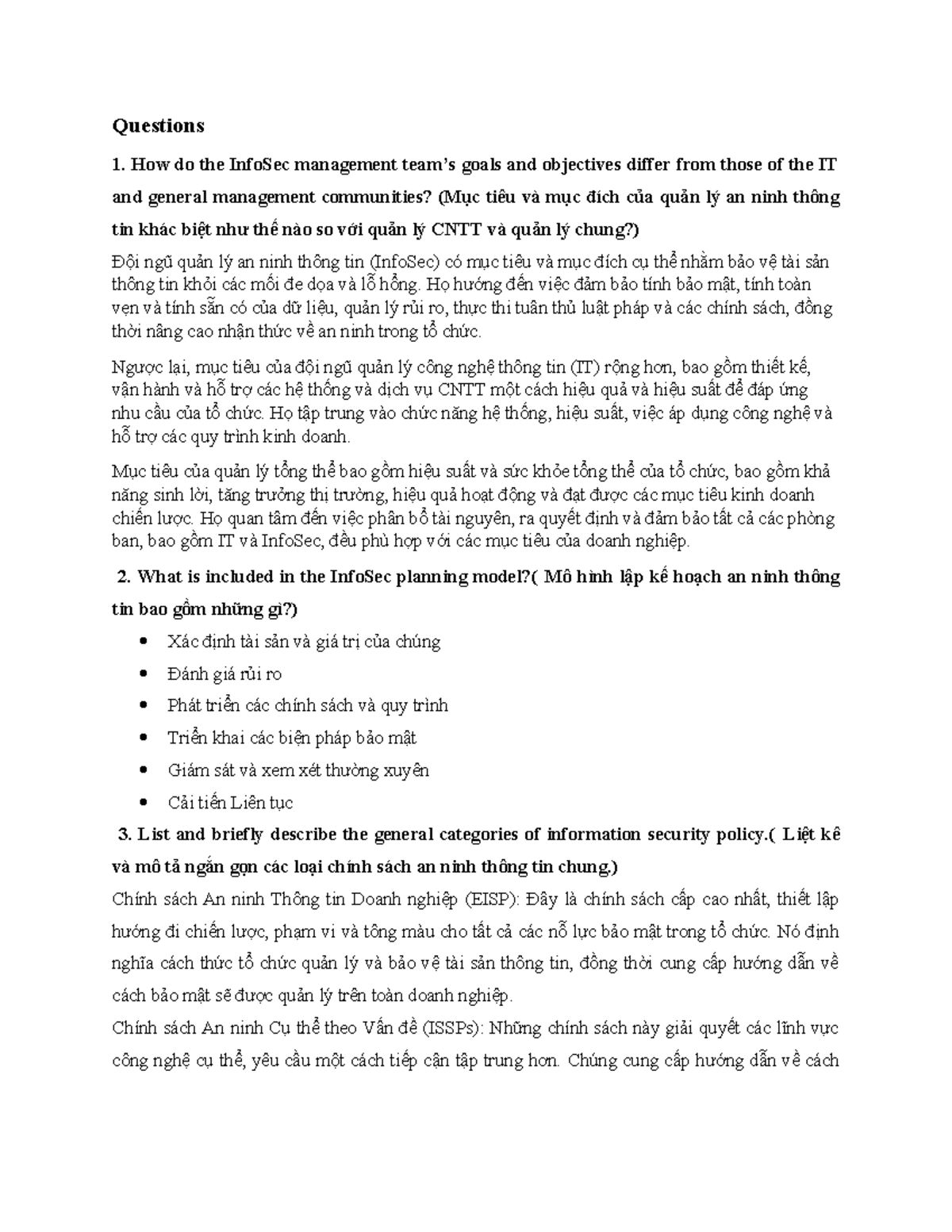 A Tttkt - C3 - ATTKT - Questions 1. How do the InfoSec management team ...