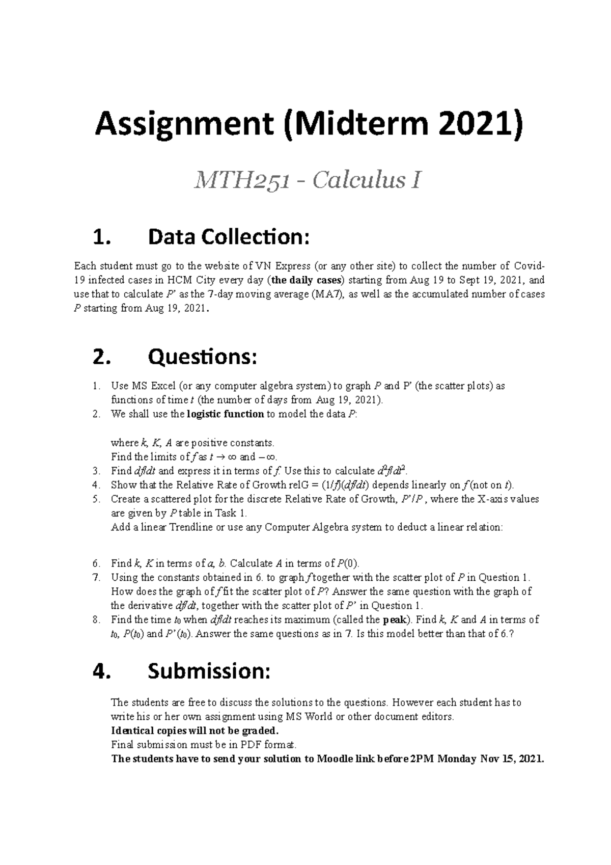 Assignment Cal I 2021 - Lecture notes 3 - Assignment (Midterm 2021 ...