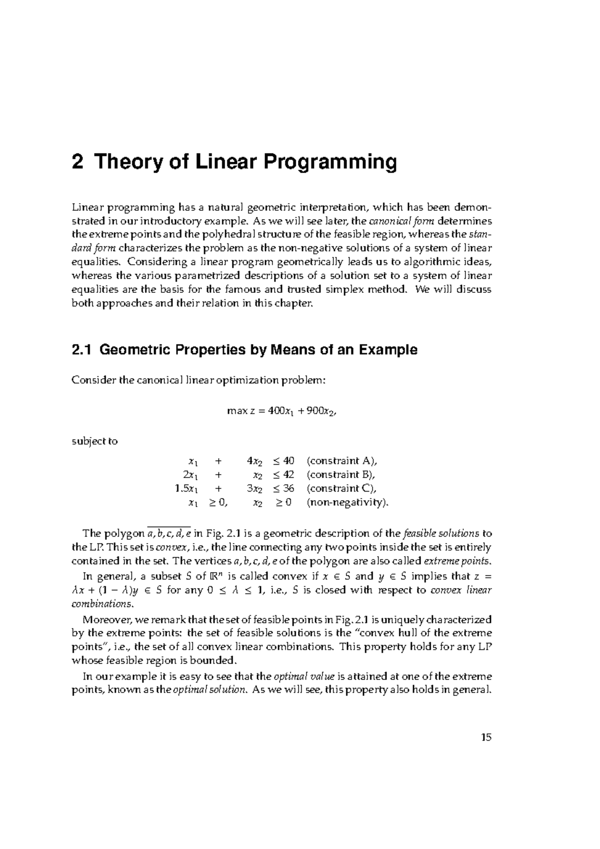 2 Theory of Linear Programming: Geometric Interpretation and Simplex ...
