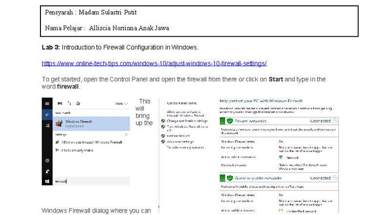 Lab 3: Intro to Windows Firewall Configuration & Management - Studocu