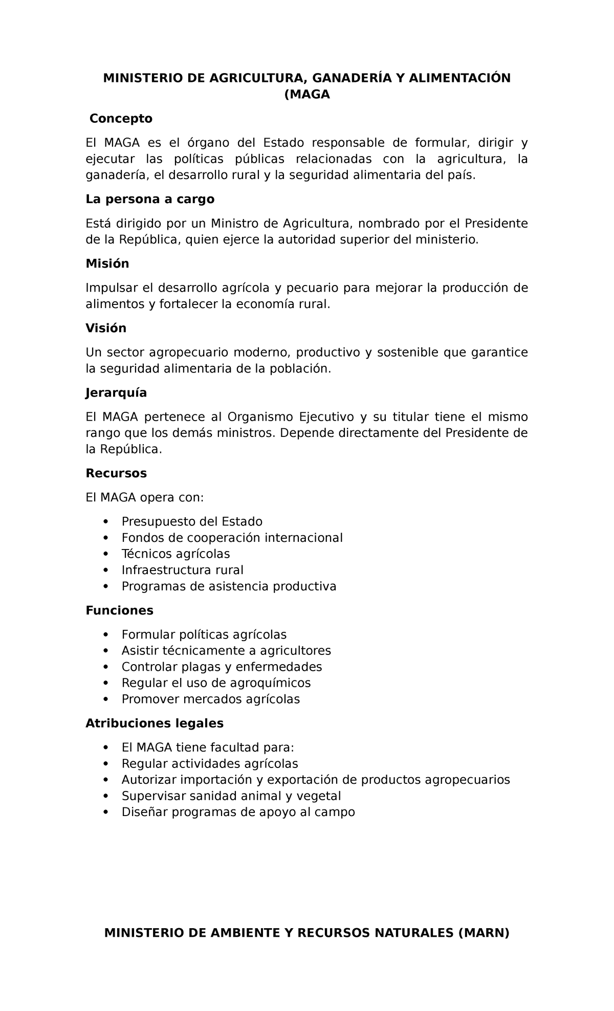 Los 14 Ministerios de Guatemala: Estructura y Funciones (DERECHO ADMINISTRATIVO) - Document Preview