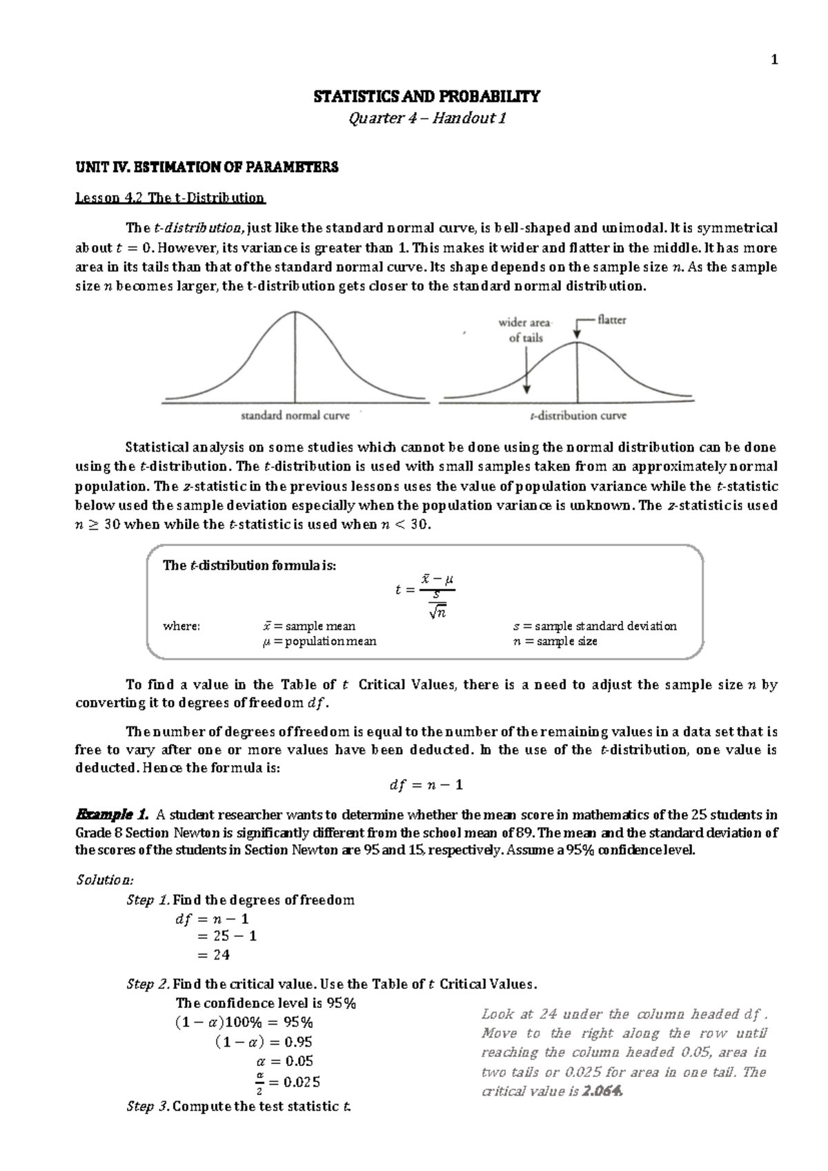 Statistics and Probability - Q4 Lesson 1: Estimating Parameters (5/8/23 ...